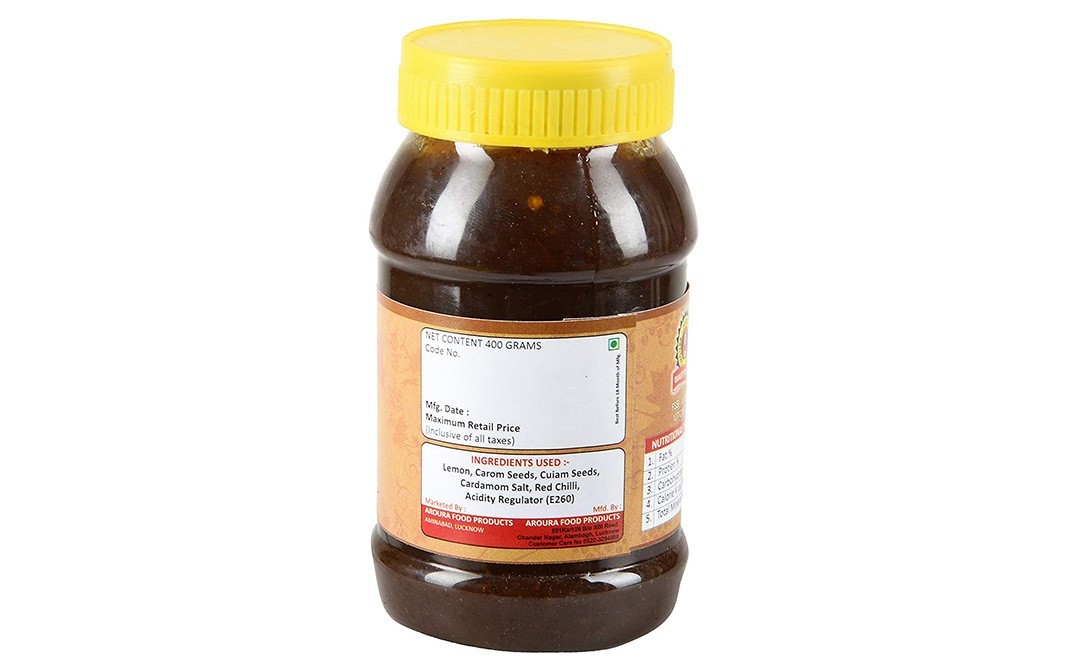 Aroura Lemon Chutney (In Mustard Oil)   Jar  400 grams